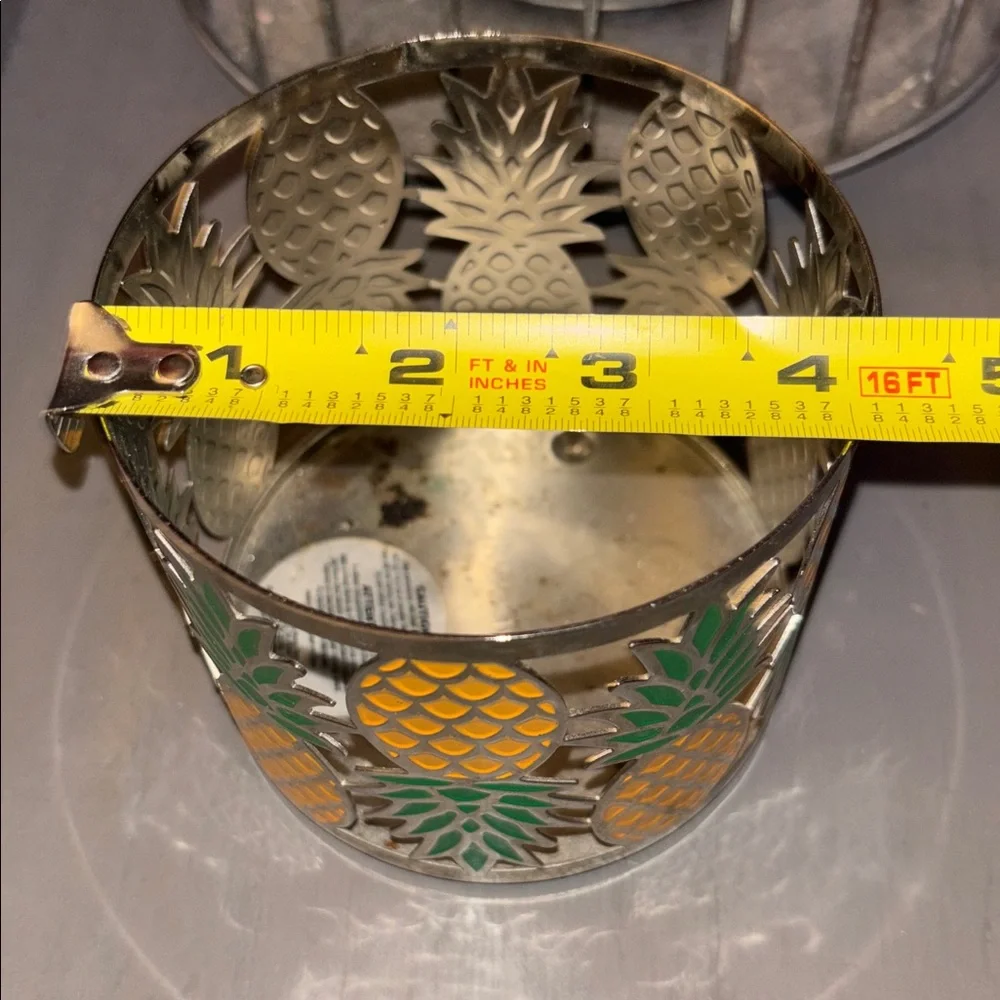 *Sold on eBay Bath & Body Works BBW 3-Wick Jar Candle Holder Pineapples tropical - Picture 4 of 6